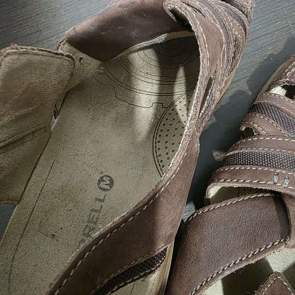 Merrell Espresso J62213 Brown Suede Leather Fisherman Sandals 9 - Picture 13 of 16